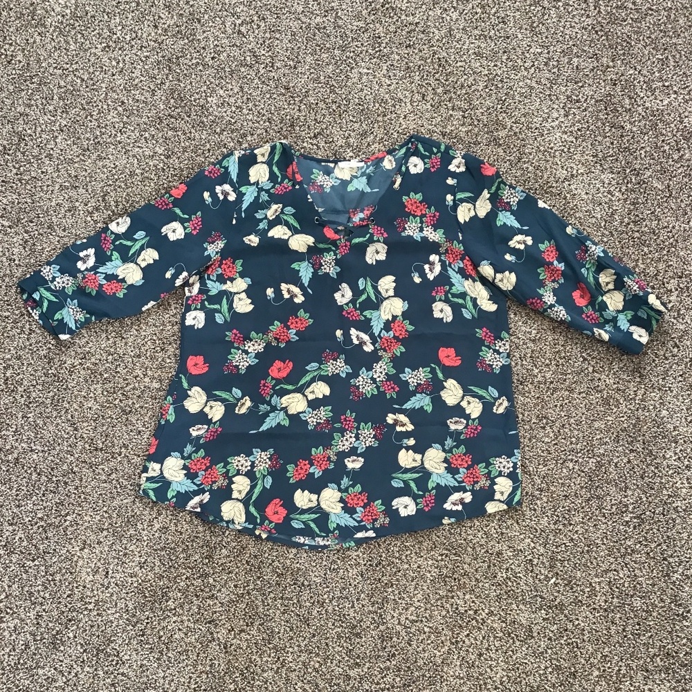 Maurice’s 3/4 Sleeve Floral Blouse SZ XL